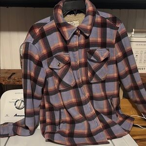 Sage Purple and Orange Casual Button Down Jacket